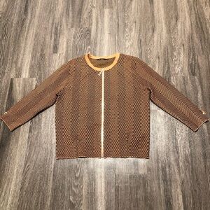 Monnari Chevron Zig Zag Zip-Up Cardigan Sweater L/XL